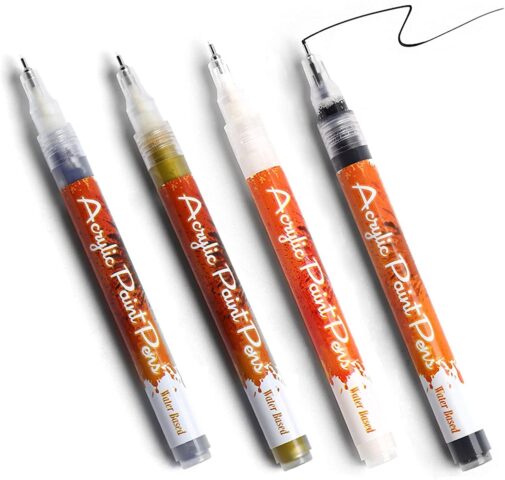 Nail Art Stift, schnell trocken Acryl Paint Graffiti Pen 1mm Tip für Acryl/Gel/Natur Nagel (4 Farben)