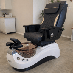 Alternative view of Pedikürstuhl - Gold/Black - Fusspflegestuhl mit Massage